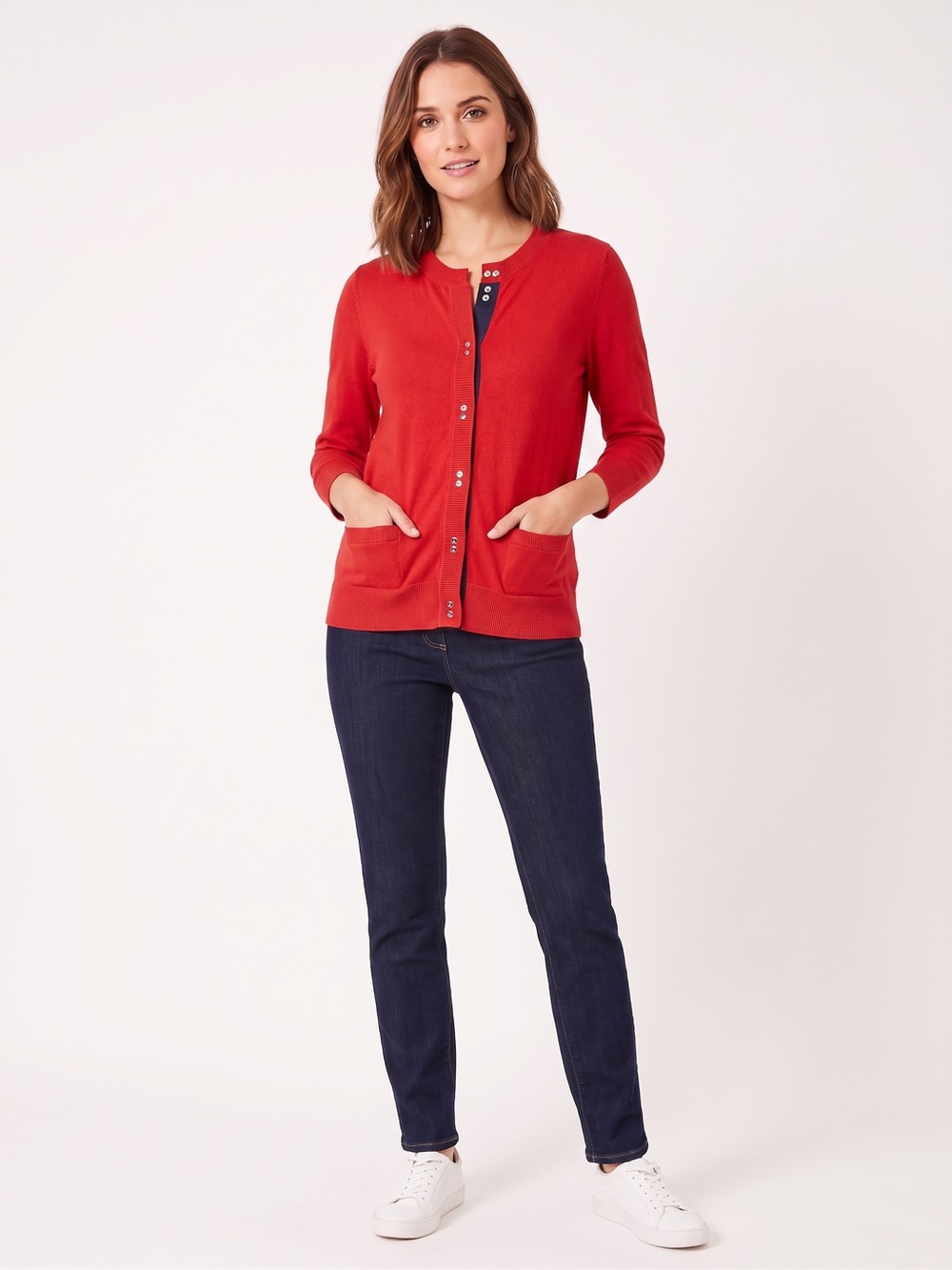 Anthropologie Moth Red Snap Button Cardigan Sweater